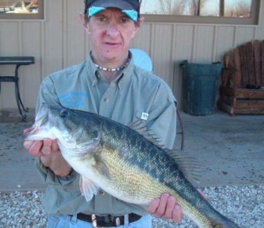 Erik Atkins of Lubbock caught this 5.62-pound spotted bass in January 2011 from Lake Alan Henry
