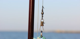 The design of the front causes the lure to dive when the rod tip is held down and rise when it’s raised.