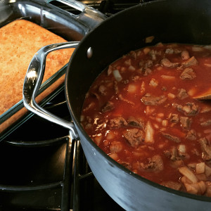 Feral hog chili pairs well with any type of cornbread or baked breads.